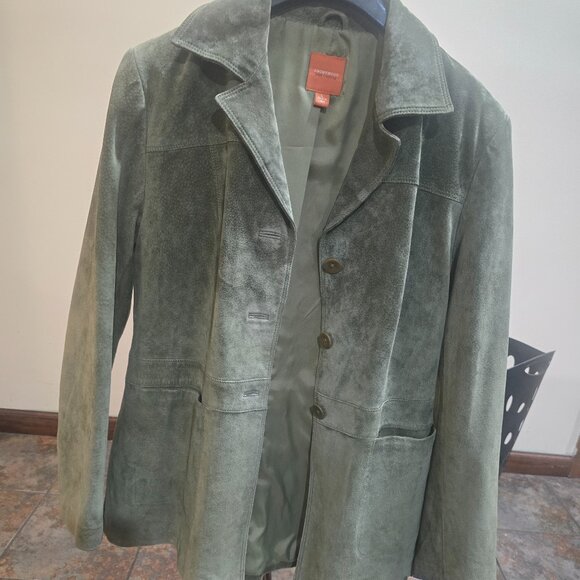 Green leather/suede jacket - Picture 3 of 3